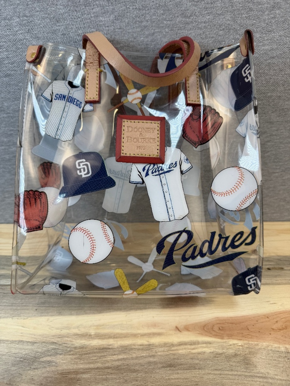Dooney & Bourke Clear Padres Bag Leather Handles Baseball Logos Stadium Approved